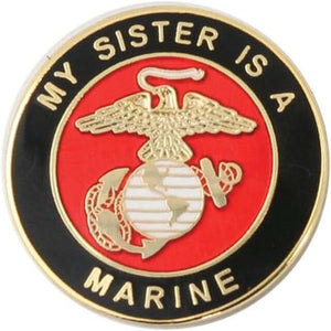 USMC Logo (My Sister Is A Marine) Gold/Black Pin