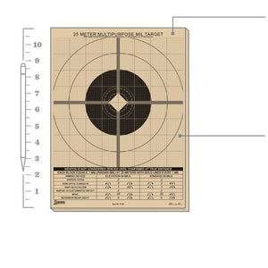 Military All-Weather 25m Multipurpose Zeroing Target - Universal MOA