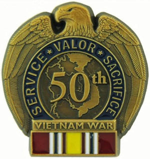 Vietnam War (Service Valor Sacrifice) 50th Anniversary Pin