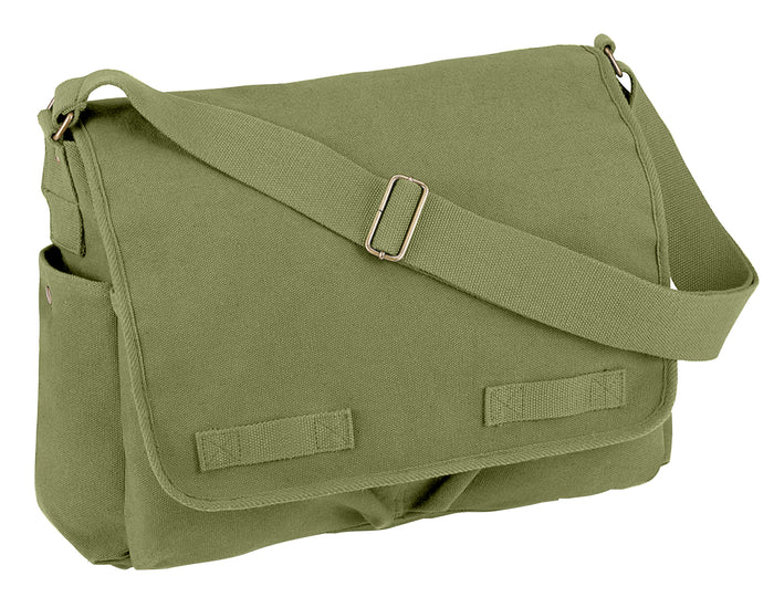 Olive Drab Vintage Canvas Messenger Bag