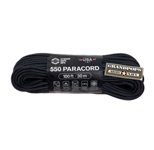 Black 550LB Paracord 100ft Made In USA