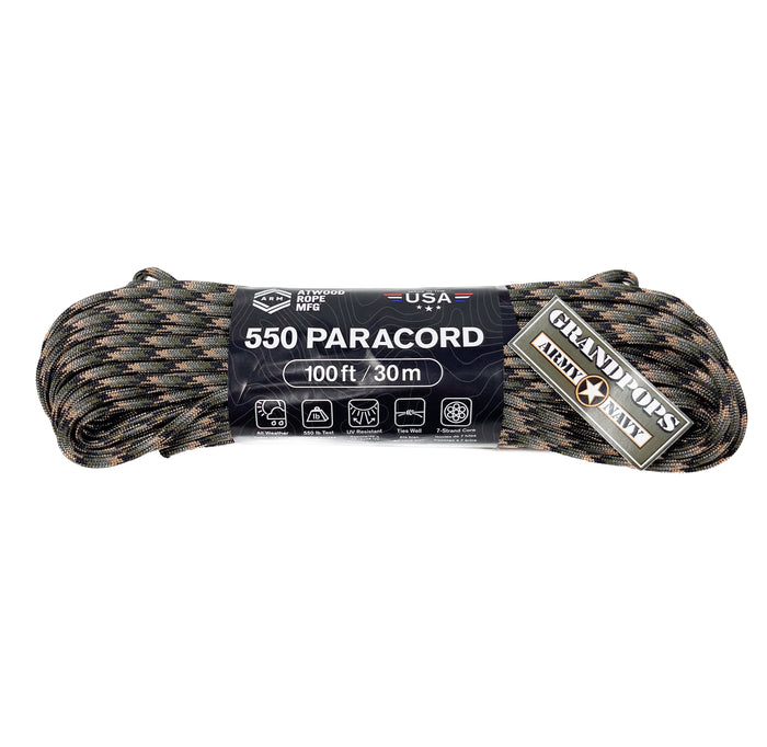 Forest Woodland Camo 550LB Paracord 100ft Made In USA