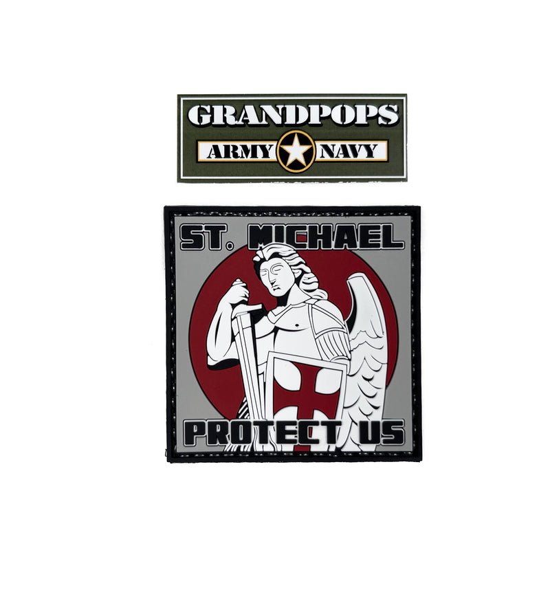 Set Parche De PVC Saint Michael Protect Us Crusader Azul Para Airsoft Y Colección Saint Michael Protect Us Crusader Azul Pvc Airsoft Patch