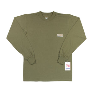 USMC Soffe Military Long Sleeve Shirt Lightweight 50/50 NyCo Crew Neck OD Green