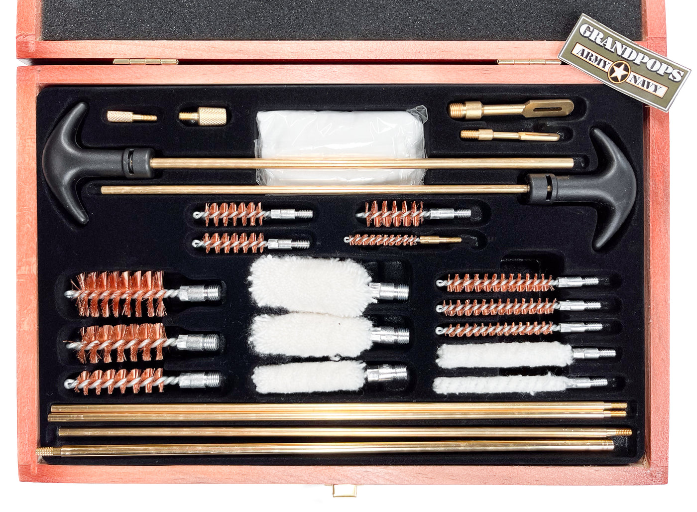 Universal 50 Piece Firearm Cleaning Kit W/ Wooden Storage Case ...