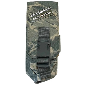 U.S. Air Force ABU Digital Tiger Stripe Camo MOLLE Double M4 Mag Pouch with a Grandpops Army Navy logo.