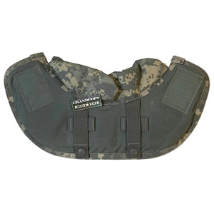 U.S. Army ACU Yoke/Collar Back Assembly IOTV Body Armor with a Grandpops Army Navy logo.