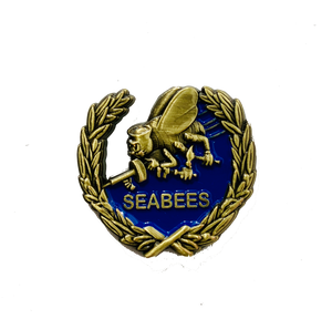 USN Navy Seabees Gold Wreath Pin