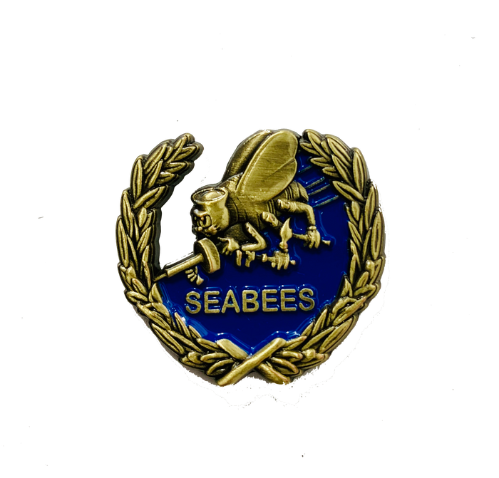 USN Navy Seabees Gold Wreath Pin