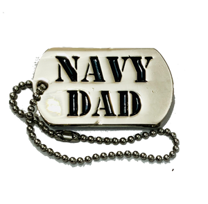 USN Navy Dad Silver/Black Dog Tag Pin