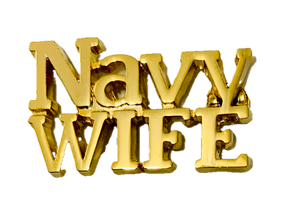 USN Navy Wife Script Gold Pin