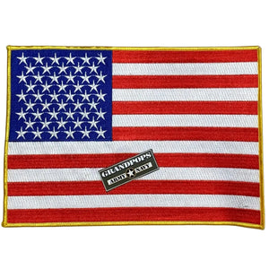 9-3/4" x 6-3/4" American Flag Patch with a Grandpops Army Navy logo.
