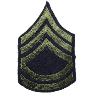 U.S. Army WW2 Men's Technical Sergeant (Grade 3/E-7) Black & OD-3 Wool Rank Patch