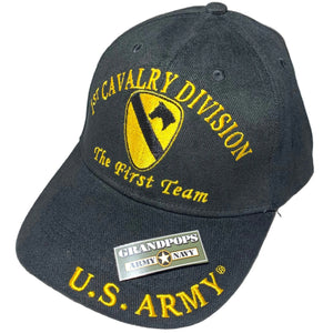 1st Cavalry Division "The First Team" U.S. Army Black Low Profile Baseball Cap
