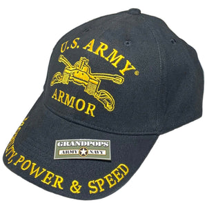 U.S. Army Armor "Mobility, Power & Speed" Black Low Profile Baseball Cap