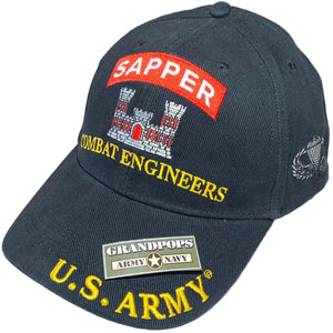 U.S. Army Airborne Sapper "Combat Engineer" Black Low Profile Baseball Cap