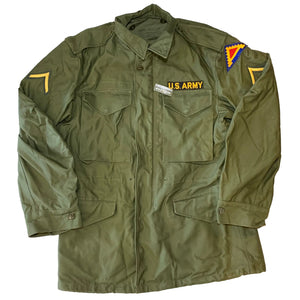 U.S. Army Cold War Era OG-107 M-1951 Field Jacket With a Grandpops Army Navy logo.