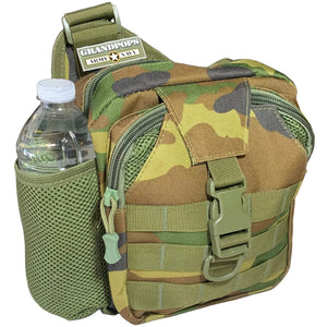 M81 Woodland Tatical Satchel with a Grandpops Army Navy logo.