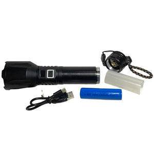 7.5-Inch 2000 Lumens Heavy Duty Adjustable Focus Rechargable Tactical Flashlight & Power Bank