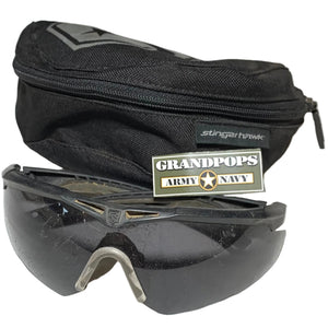 U.S. Military Revision StingerHawk Eyewear System USED with a Grandpops Army Navy logo.