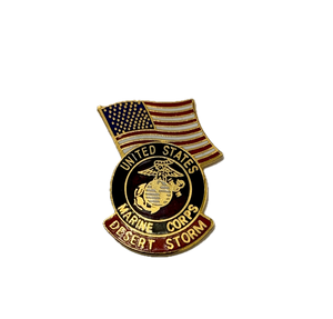 USMC Logo USA Flag Desert Storm Pin