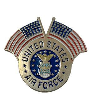 USAF Logo With Two USA Flags Pin