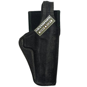 Black Bianchi Size 15 Right-Handed Model 7120 AccuMold Defender Pistol Holster with a Grandpops Army Navy logo.