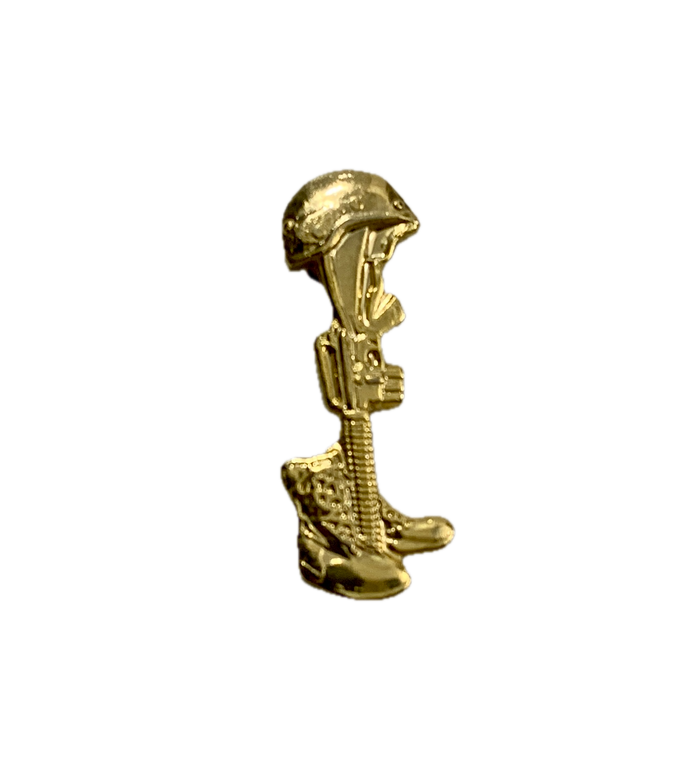 KIA Fallen Soldier Battle Cross Gold Pin