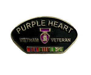 Vietnam Veteran Purple Heart With Ribbons Pin