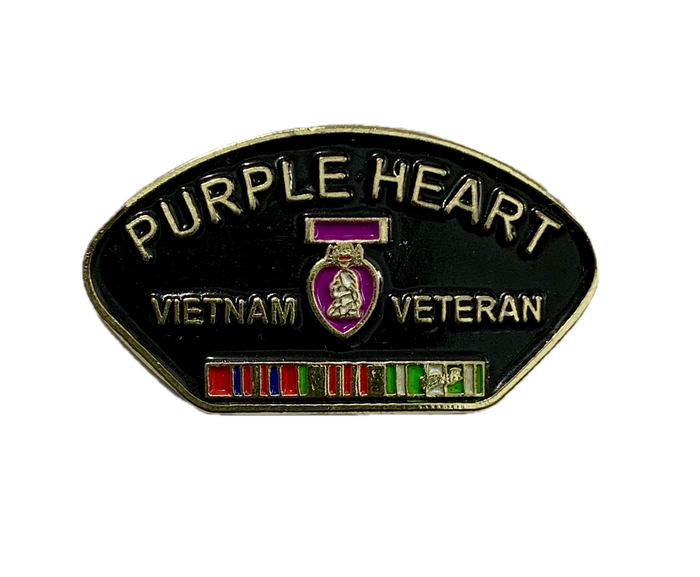 Vietnam Veteran Purple Heart With Ribbons Pin