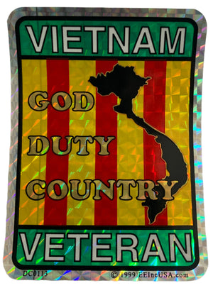 Vietnam Veteran God Duty Country Sticker