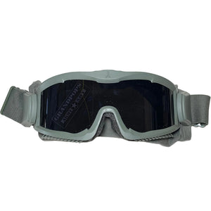 Lancer Tactical Green AERO Protective Goggles with a Grandpops Army Navy logo.