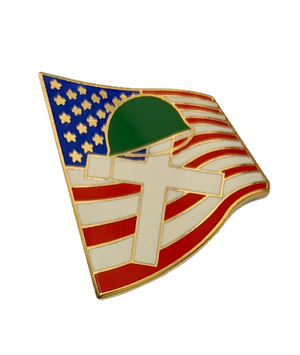 USA Flag Helmet Cross Memorial Pin