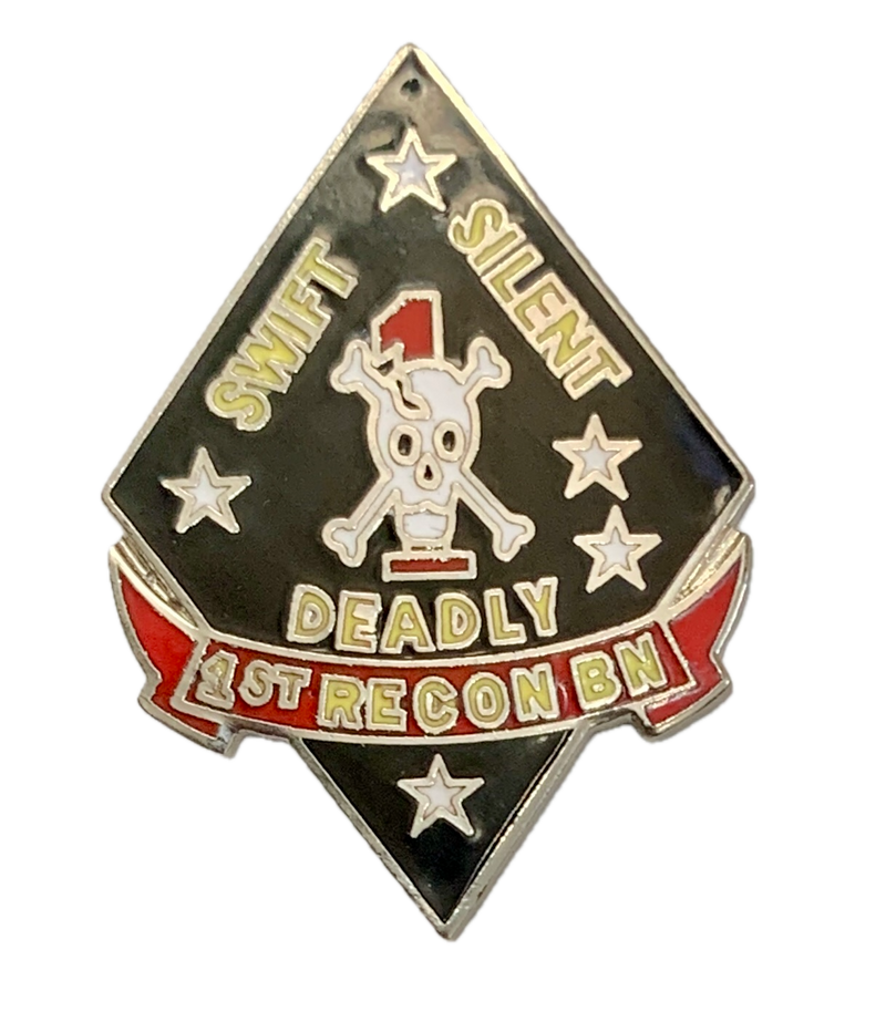 USMC 1st Recon Battalion Silver/Black Pin – GRANDPOPSARMYNAVY