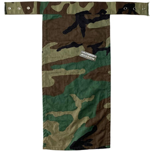 U.S. Military M81 Woodland Camo BOS Scarf with a Grandpops Army Navy logo.