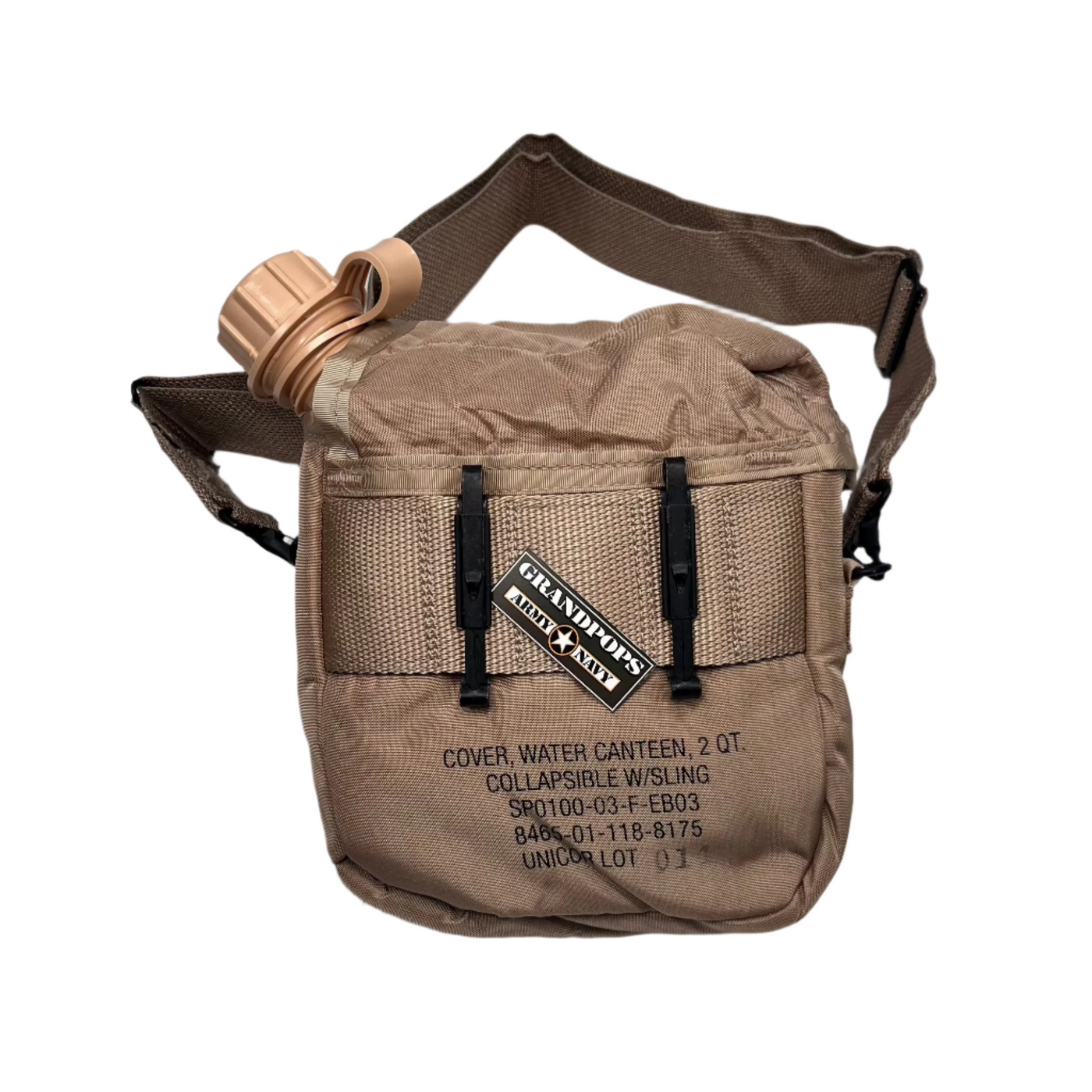 2 QT Water Canteen Bladder and Desert Sand Collapsible Pouch with 2 QT Water Canteen Bladder and Desert Sand Collapsible Pouch with