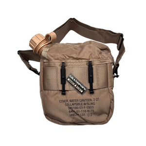 2 QT Water Canteen Bladder and Desert Sand Collapsible Pouch with Strap