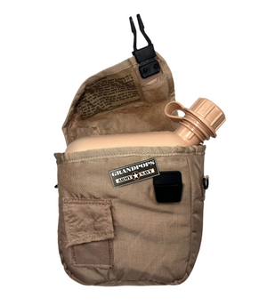 2 QT Water Canteen Bladder and Desert Sand Collapsible Pouch with Strap