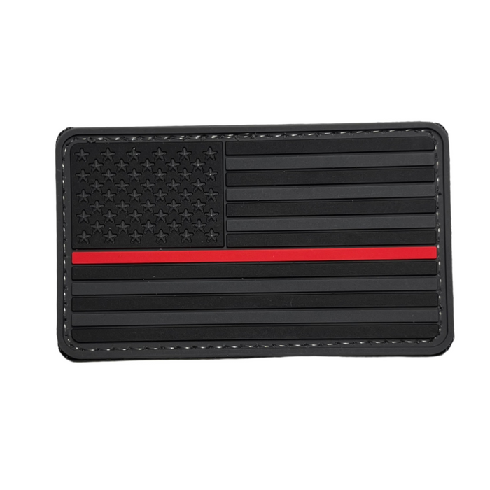 Red Line Black American Flag  PVC Moral Patch