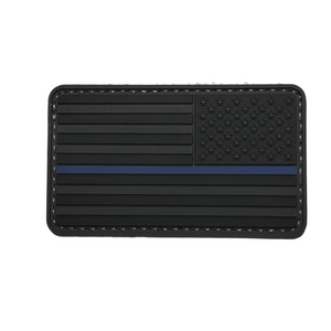 Blue Line Black American Flag Reversed PVC Moral Patch