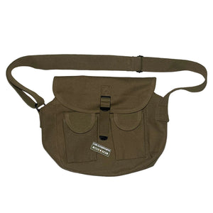 Olive Drab Canvas Ammo Shoulder Bag with a Grandpops Army Navy logo.
