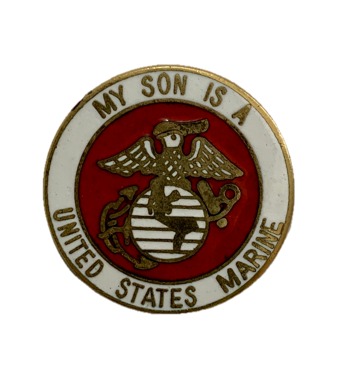 USMC Logo (My Son Is A Marine) Gold/White Pin