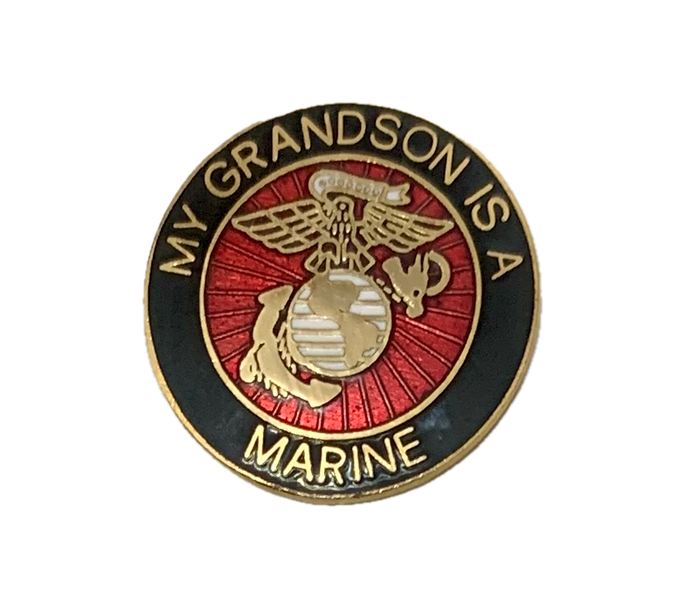 USMC Logo (My Grandson Is A Marine) Gold/Black Pin