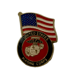 USMC Logo USA Flag Pin
