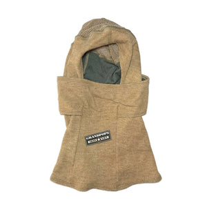 USMC Coyote Tan Elite Issue Fire-Resistant FROG Hood with a Grandpops Army Navy logo.