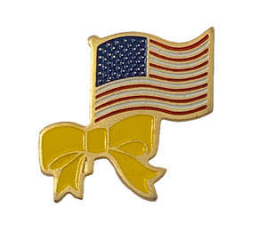Vintage American Flag Yellow Ribbon Pin