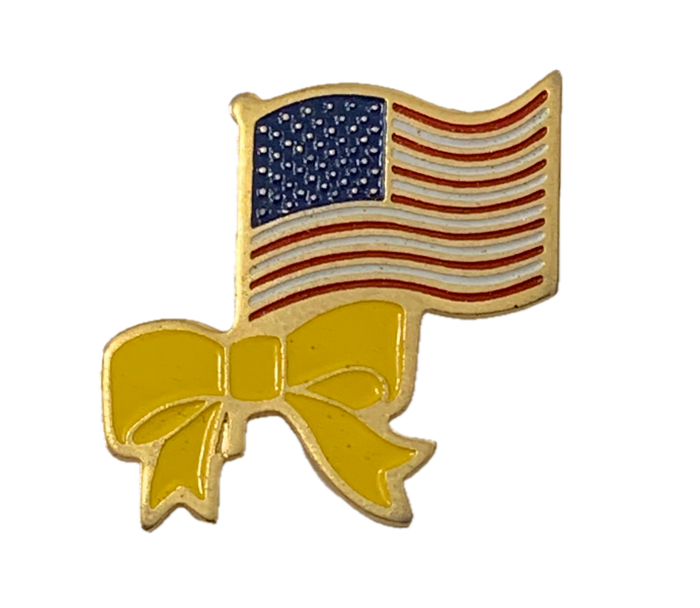 Vintage American Flag Yellow Ribbon Pin