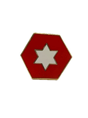 Vintage 6th Infantry Division White Star Red Background Pin