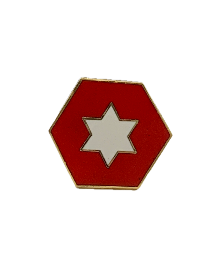 Vintage 6th Infantry Division White Star Red Background Pin