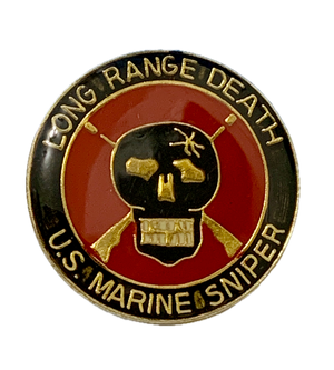 Vintage U.S. Marine Sniper Skull Cross Bones (Long Range Death) Pin
